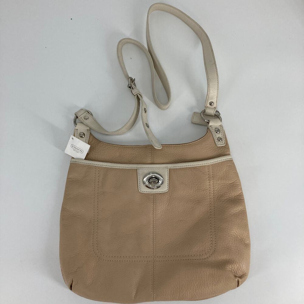 COACH F19265 NWT TAN, CREAM PEBBLED LEATHER CROSSBODY BAG